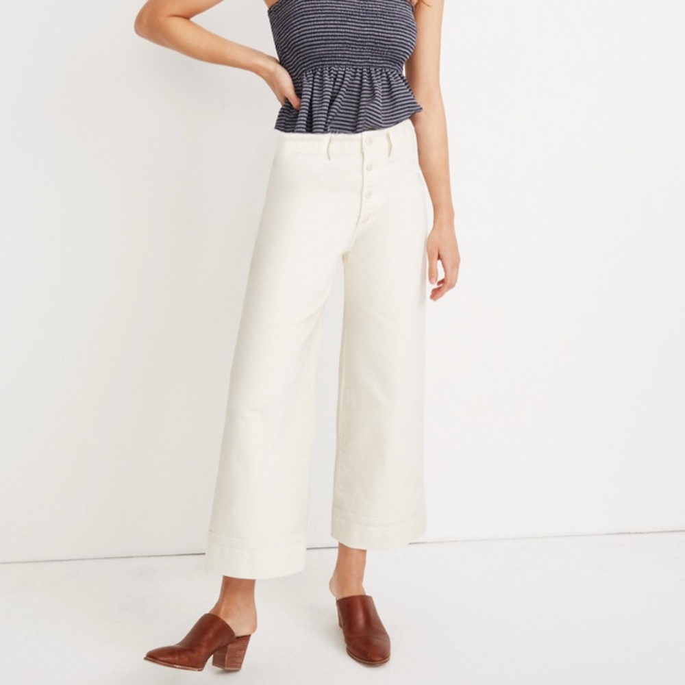 Madewell Emmett Wide-Leg Crop Pants:button front